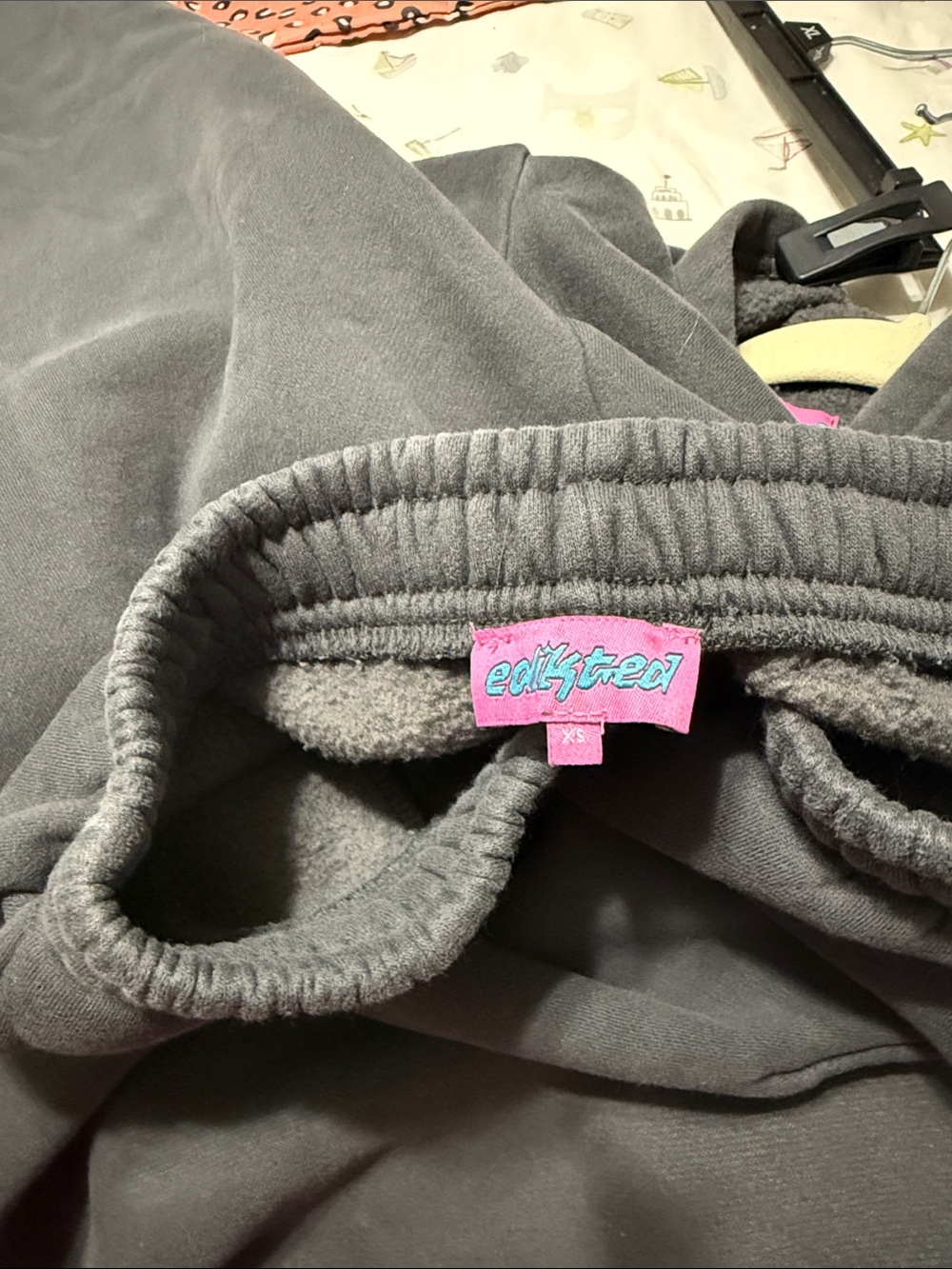 Edikted Charcoal Hoodie with Pink Logo Tag - Picture 6 of 6